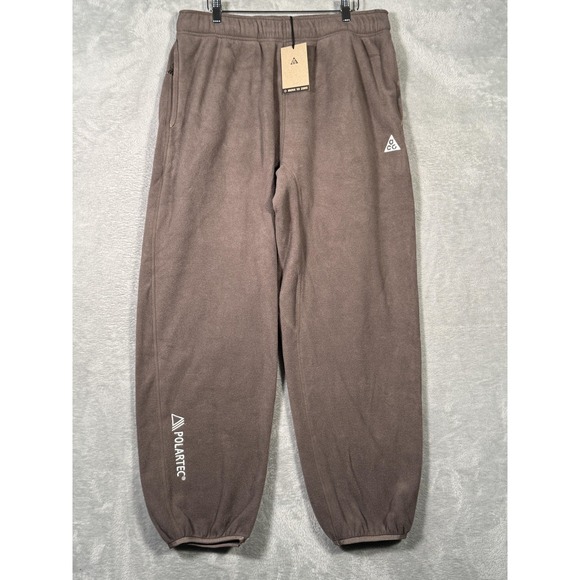 Nike ACG Pants Mens Large Brown Polartec Fleece Joggers Wolf Tree CV0658-004 - Picture 1 of 13